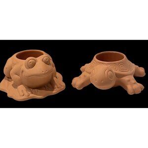 Terracotta Frog & Turtle Tealight Candle Holders By Partylite